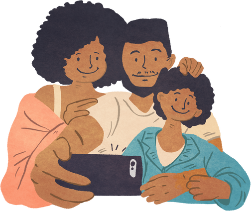 Textured Organic Family taking a Selfie